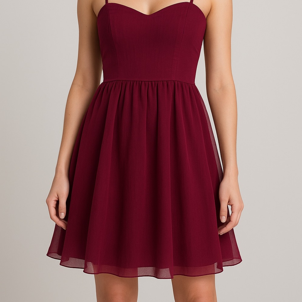 231 Guess Fuchsia Strapless Chiffon Fit & Flare Dress – Size 10
